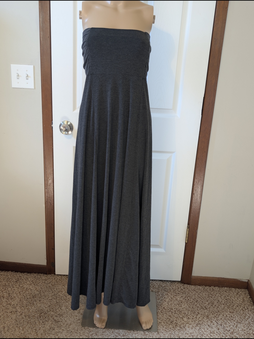 Athleta Kali Convertible Charcoal Strapless Maxi Dress & Skirt Size Medium